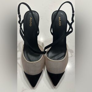 Nude mesh and Black suede Aldo stiletto